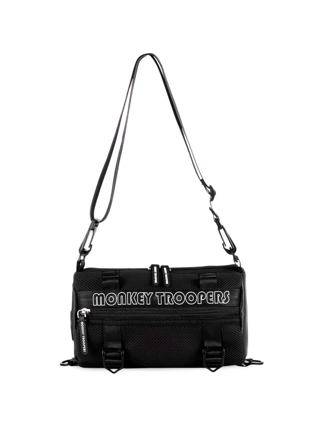 

MONKEY TROOPERS Unisex Typography Printed Bowling Sling Bag, Black