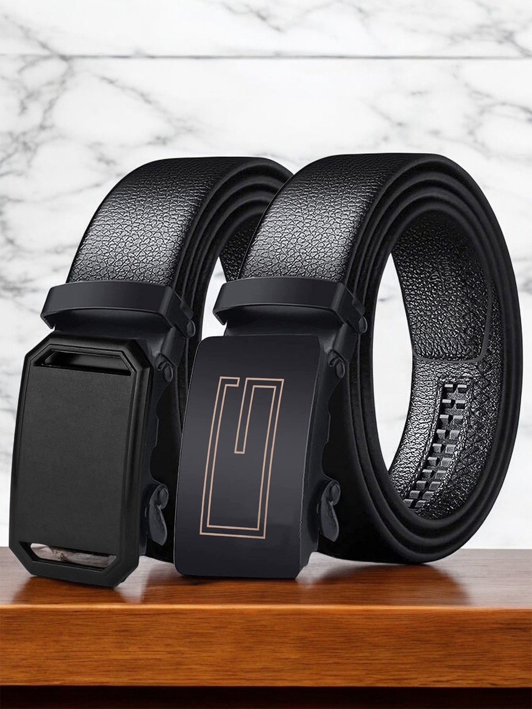 

Provogue Men Pack Of 2 Textured PU Belt, Black