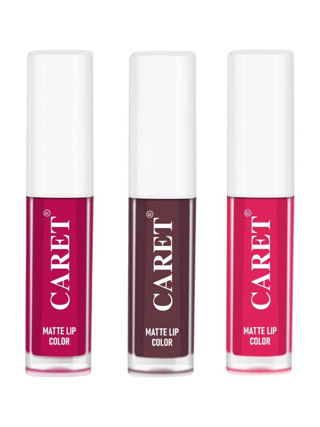 

CARET ORGANIC Set Of 3 Super-Pigmented Liquid Matte Lipsticks - 6 ml - Shade- 5- 7- 4, Pink