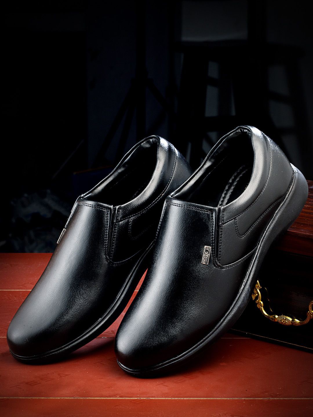 

Action Men Round Toe Formal Slip On Shoes, Black