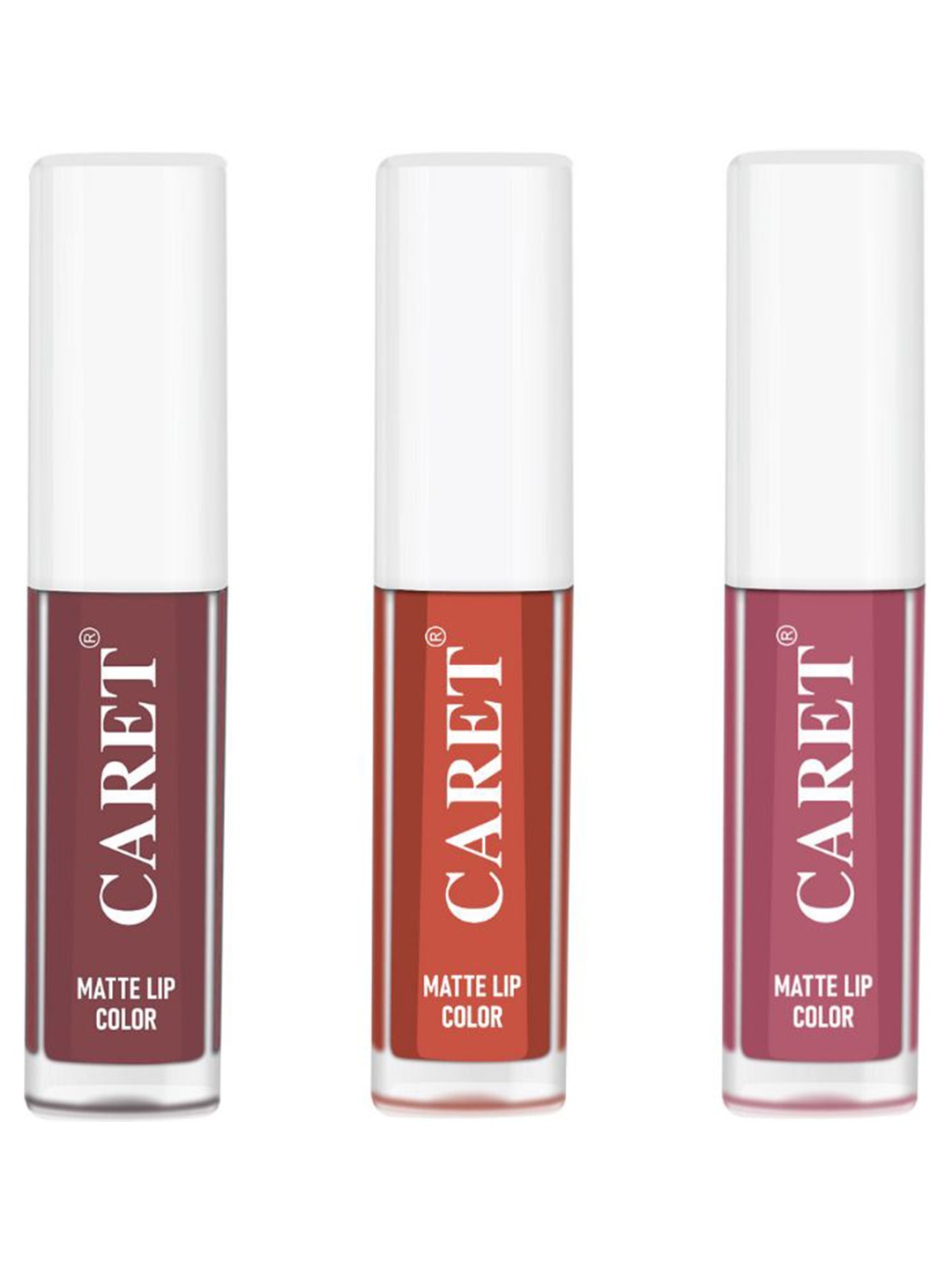 

CARET ORGANIC Set Of 3 Super-Pigmented Liquid Matte Lipsticks -2ml Each -Shades -6-1-2, Brown