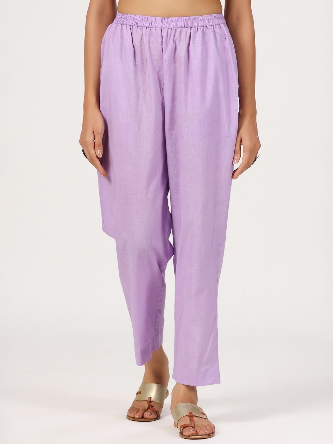 

JAIPURRANG Women Regular Fit Cotton Cigarette Trousers, Purple