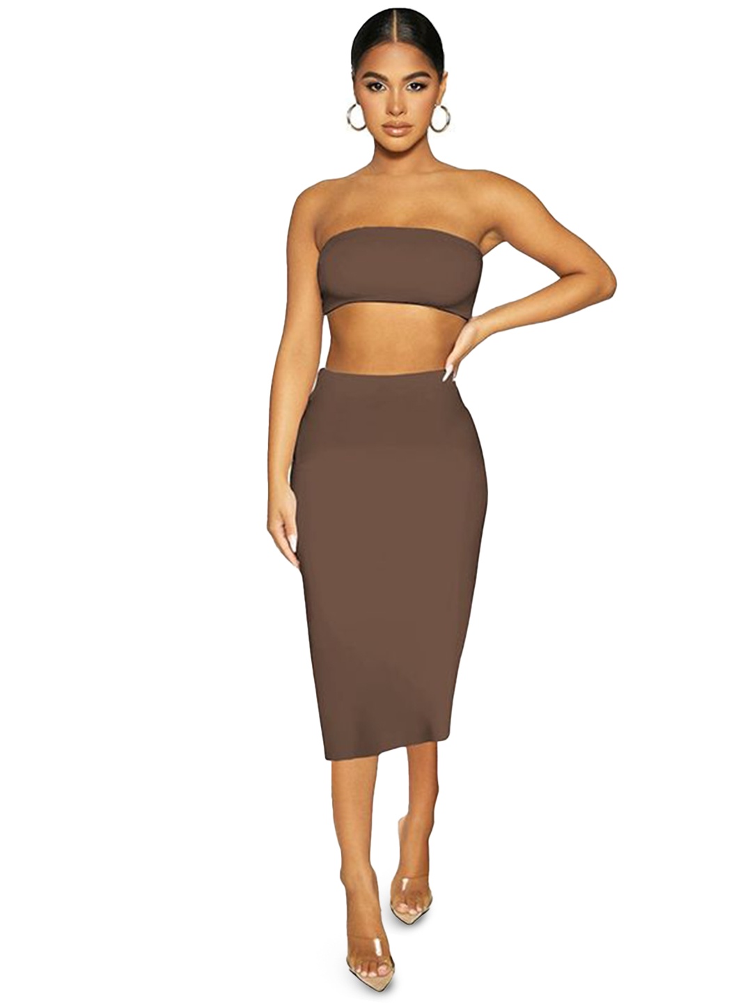 

StyleCast x Revolte Strapless Top With Skirt, Brown