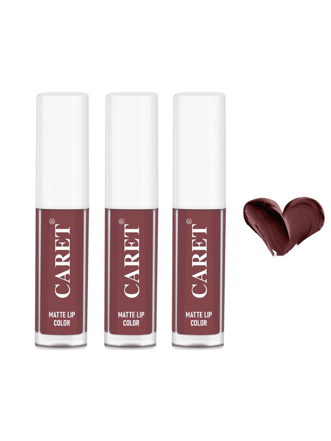 

CARET ORGANIC Set Of 3 Long Stay Matte Liquid Lipstick - 2 ml Each - Brown 01