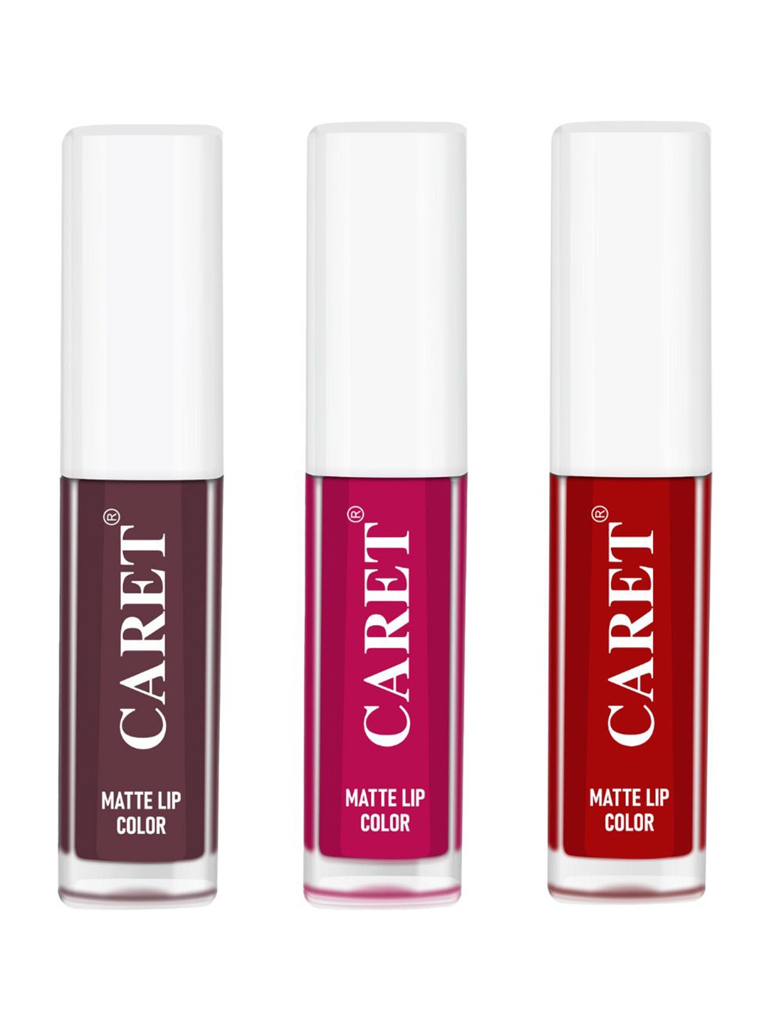 

CARET ORGANIC Set Of 3 Super-Pigmented Liquid Matte Lipsticks - 6 ml - 7 - 5 - 3, Red