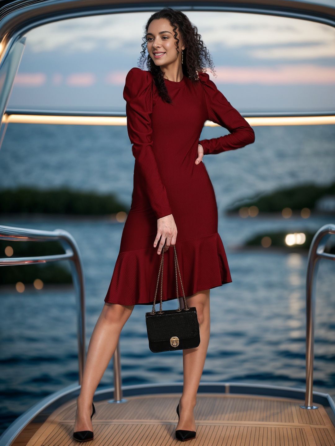 

DressBerry Scuba A-Line Dress, Maroon