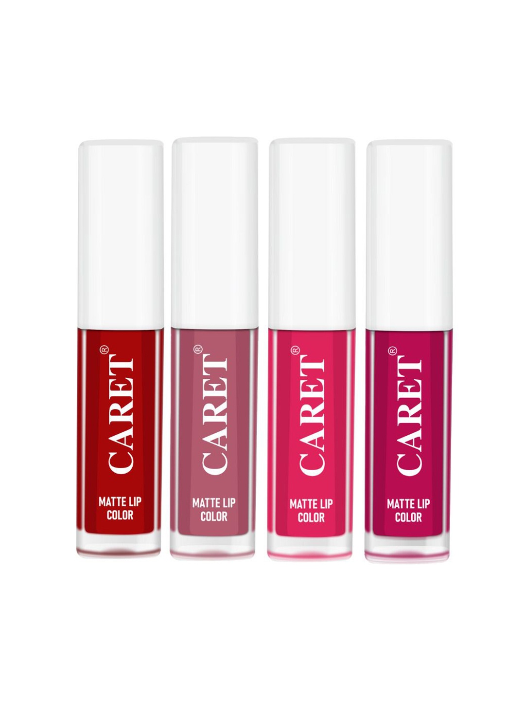 

CARET ORGANIC Set Of 4 Super-Pigmented Liquid Matte Lipsticks - 2 ml Each - 3 - 2 - 4 - 5, Red