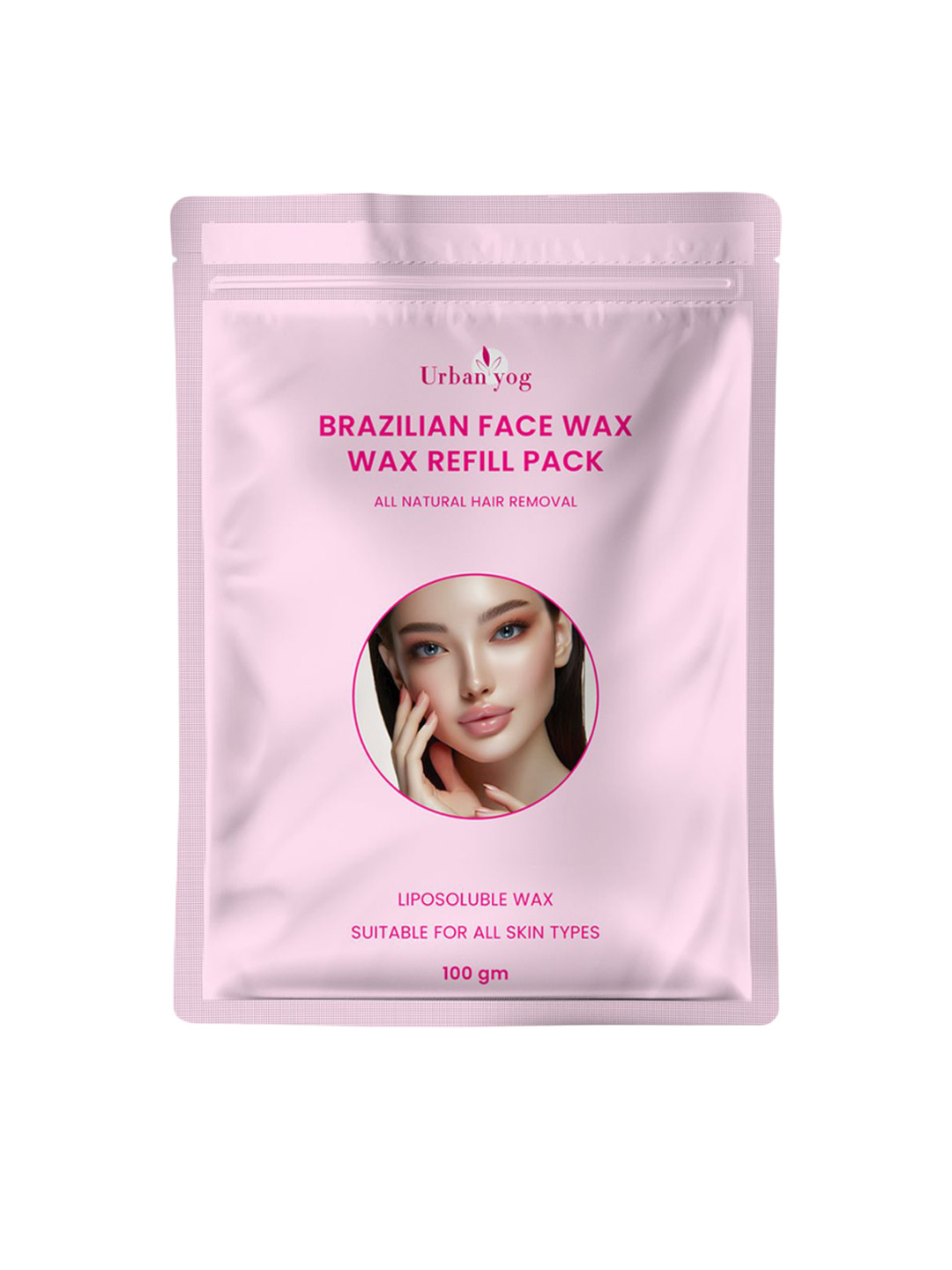 

URBANYOG Liposoluble Brazilian Face Wax Refill Pack - 100g, Pink