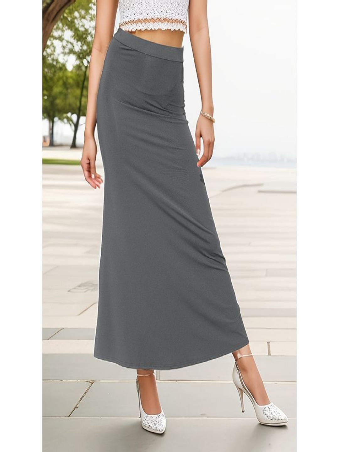

StyleCast x Revolte Women Maxi Flared Skirt, Grey
