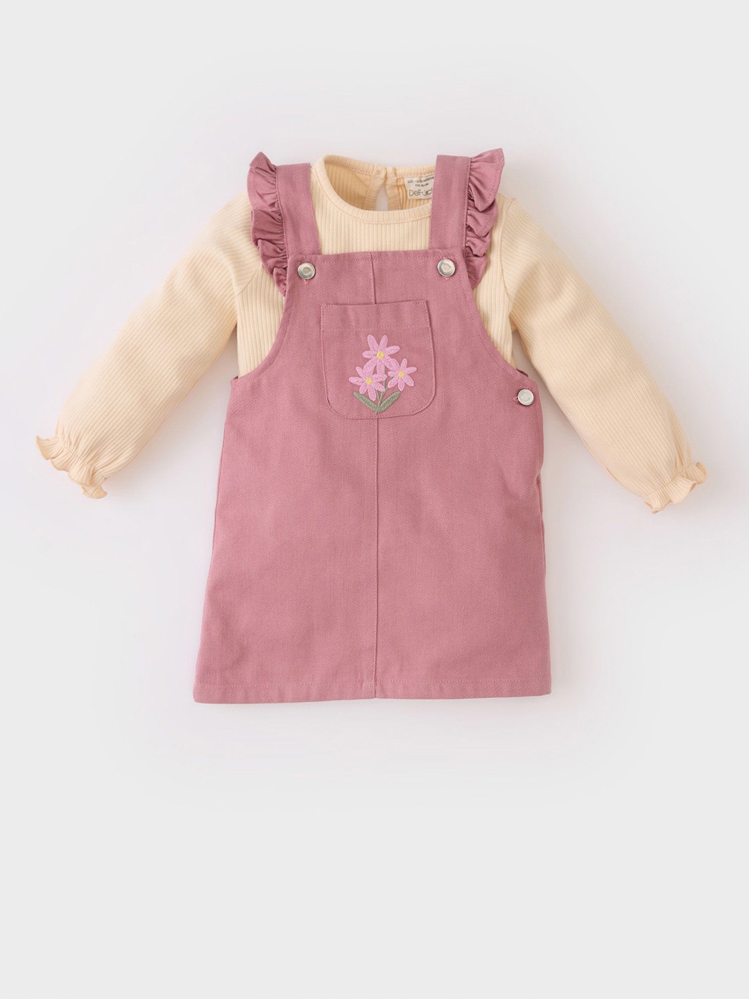 

DeFacto Girls Ruffles Cotton Pinafore Dress, Na