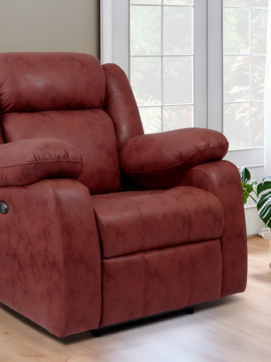 

Duroflex Avalon E - Motorized Single Seater Fabric Recliner With USB Port, Red