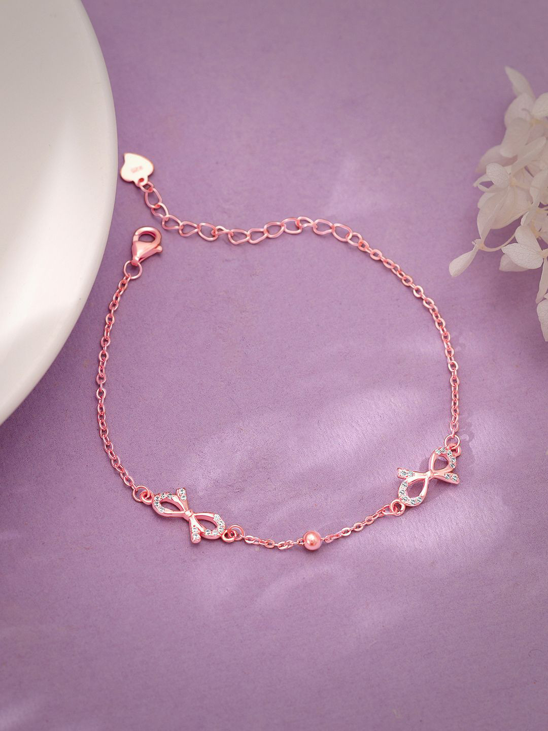 

GIVA Women Sterling Silver Rose Gold-Plated Link Bracelet