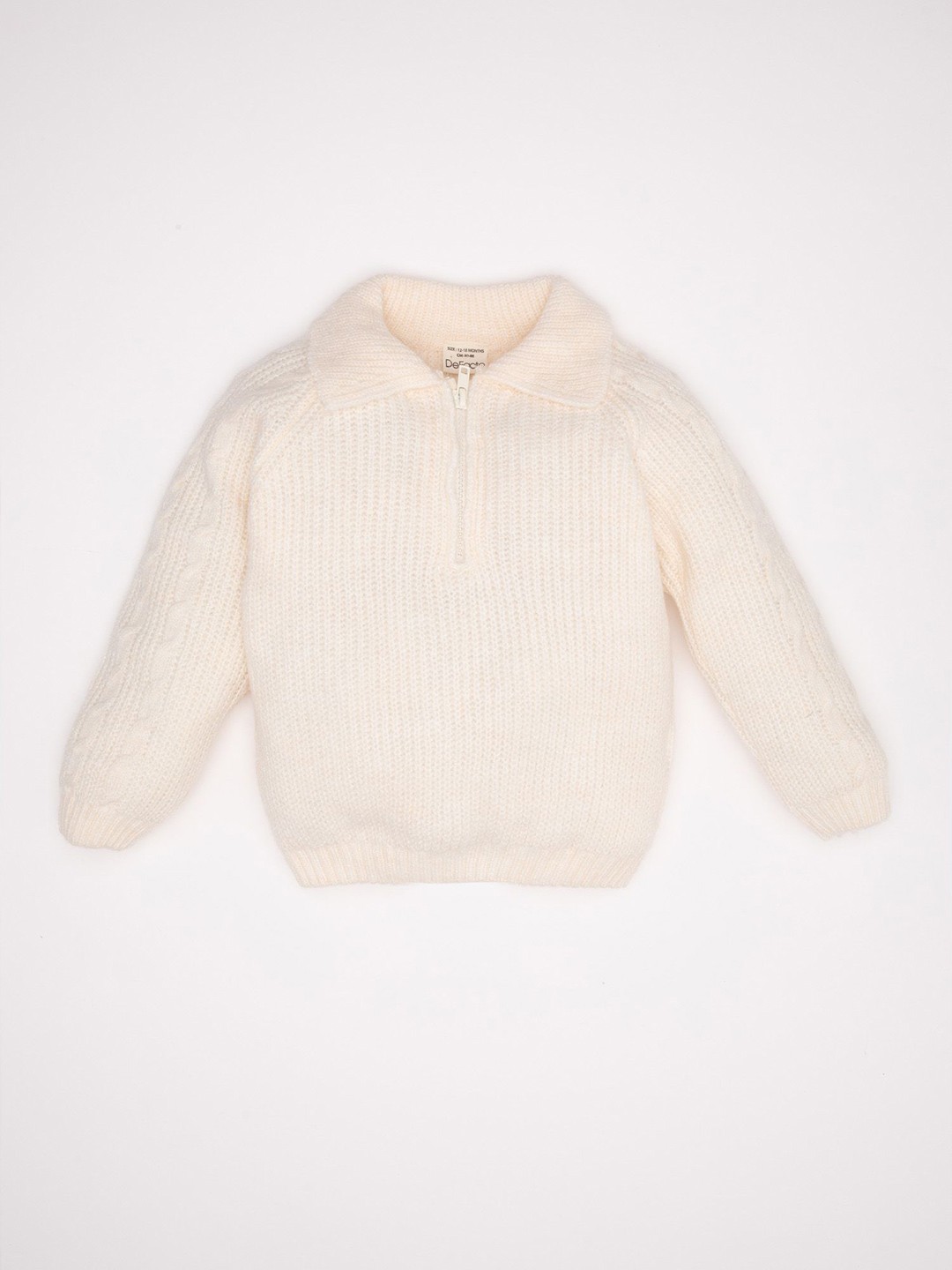 

DeFacto Girls Shirt Collar Cable Knit Pullover, Beige