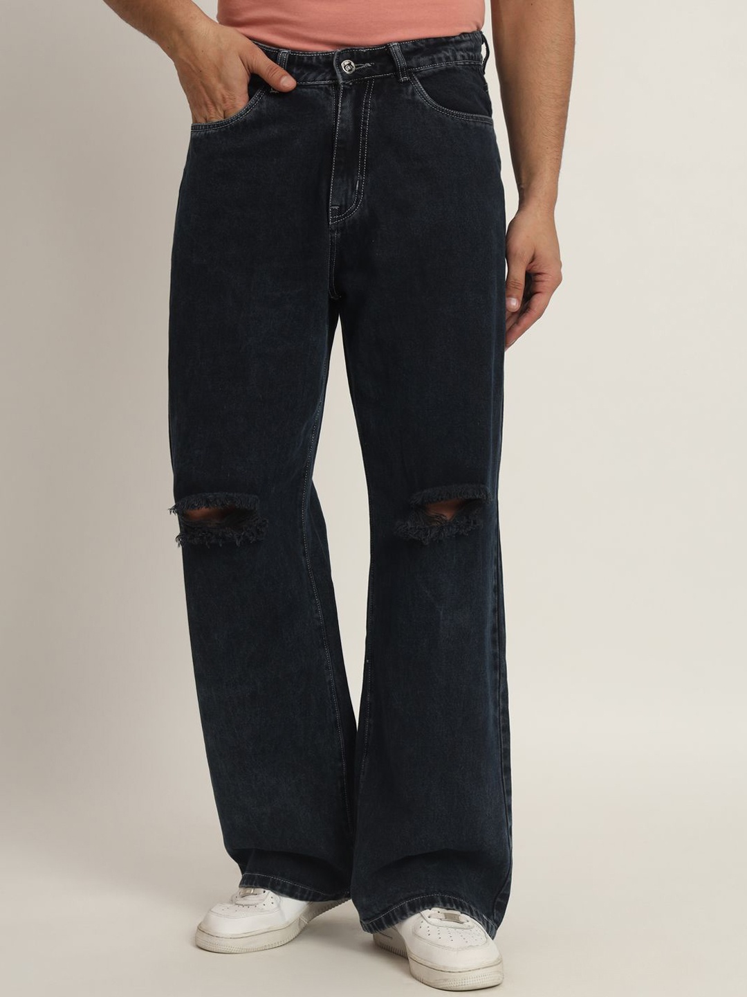 

PBY Men Relaxed Fit Low-Rise Slash Knee Jeans, Charcoal