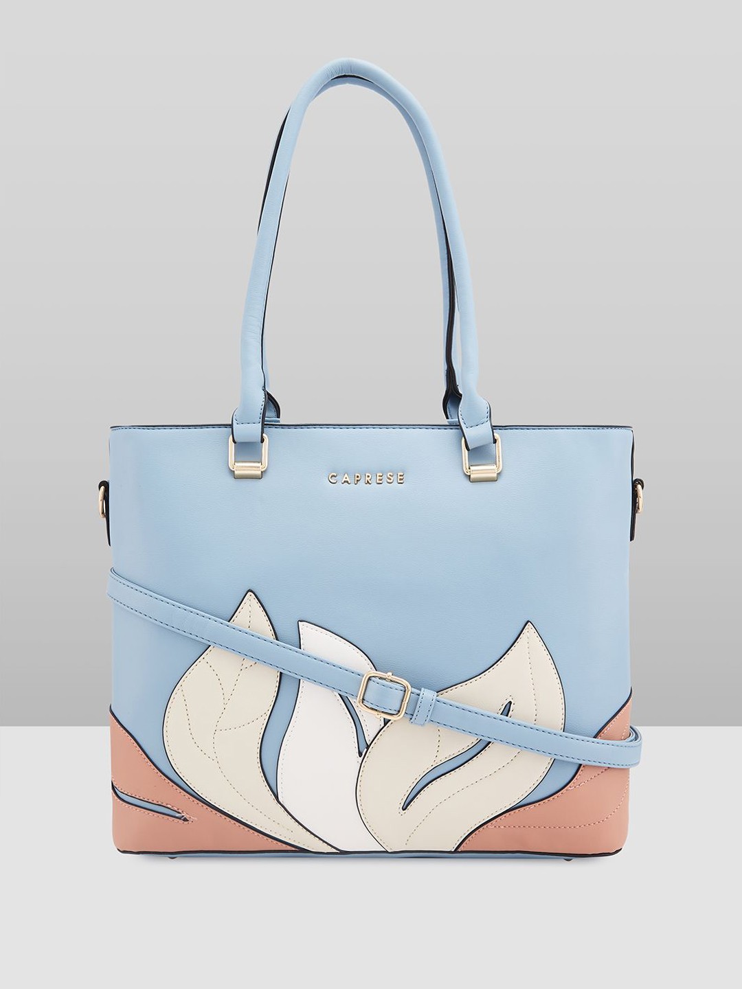 

Caprese Women Floral Printed Leather Tote Bag, Blue