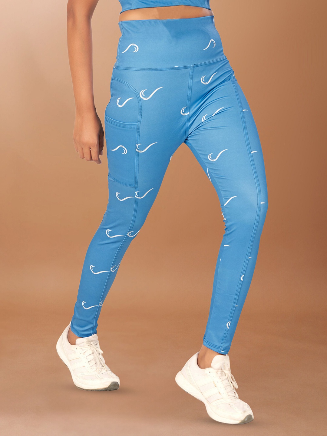 

POOJARAN SAREE Printed High Rise Tights, Blue