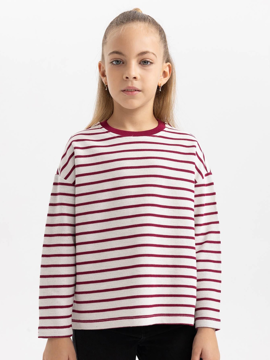 

DeFacto Girls Striped Pullover, Pink