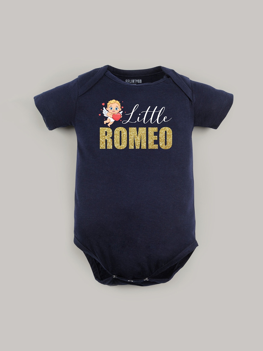 

FFLIRTYGO Infants Valentine Day Printed Cotton Bodysuit, Navy blue