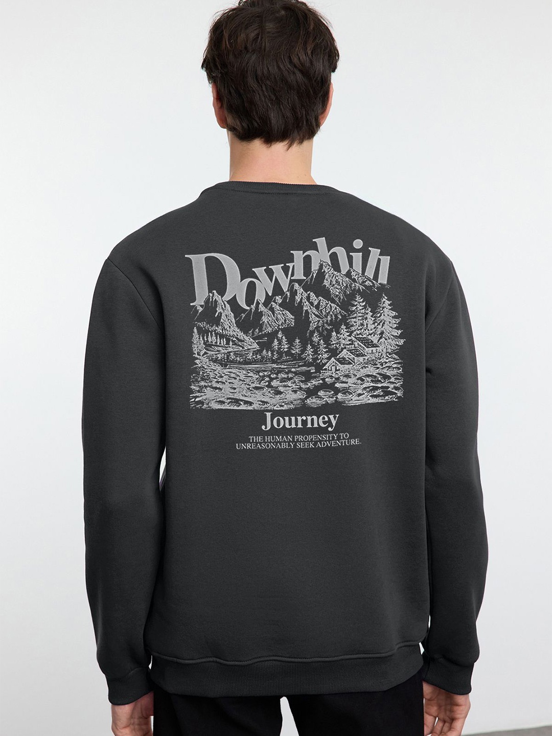 

Trendyol Men Typography Printed Sweatshirt, Black