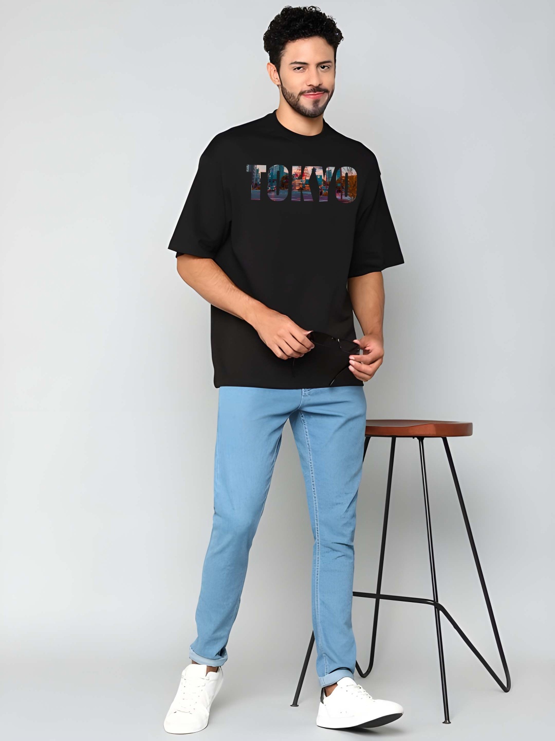 

Krimmple Men Typography Printed Round Neck Cotton T-shirt, Black