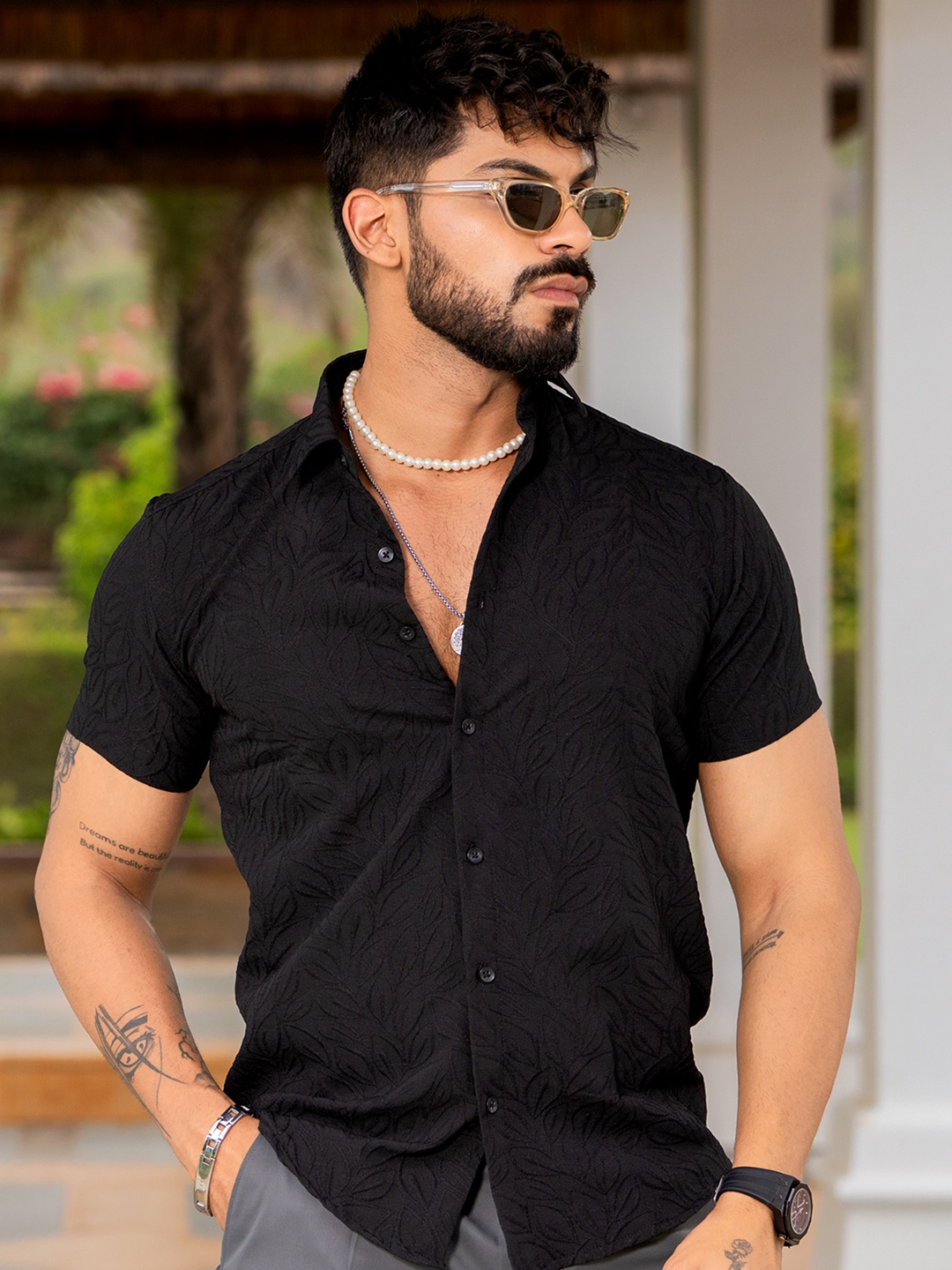 

Tistabene Men Comfort Opaque Casual Shirt, Black