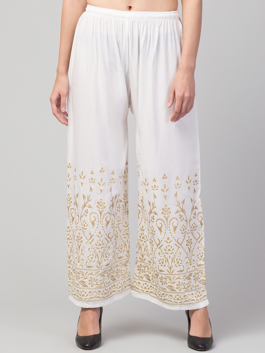 

STYLE PREZONE Women Floral Relaxed Trousers, Off white