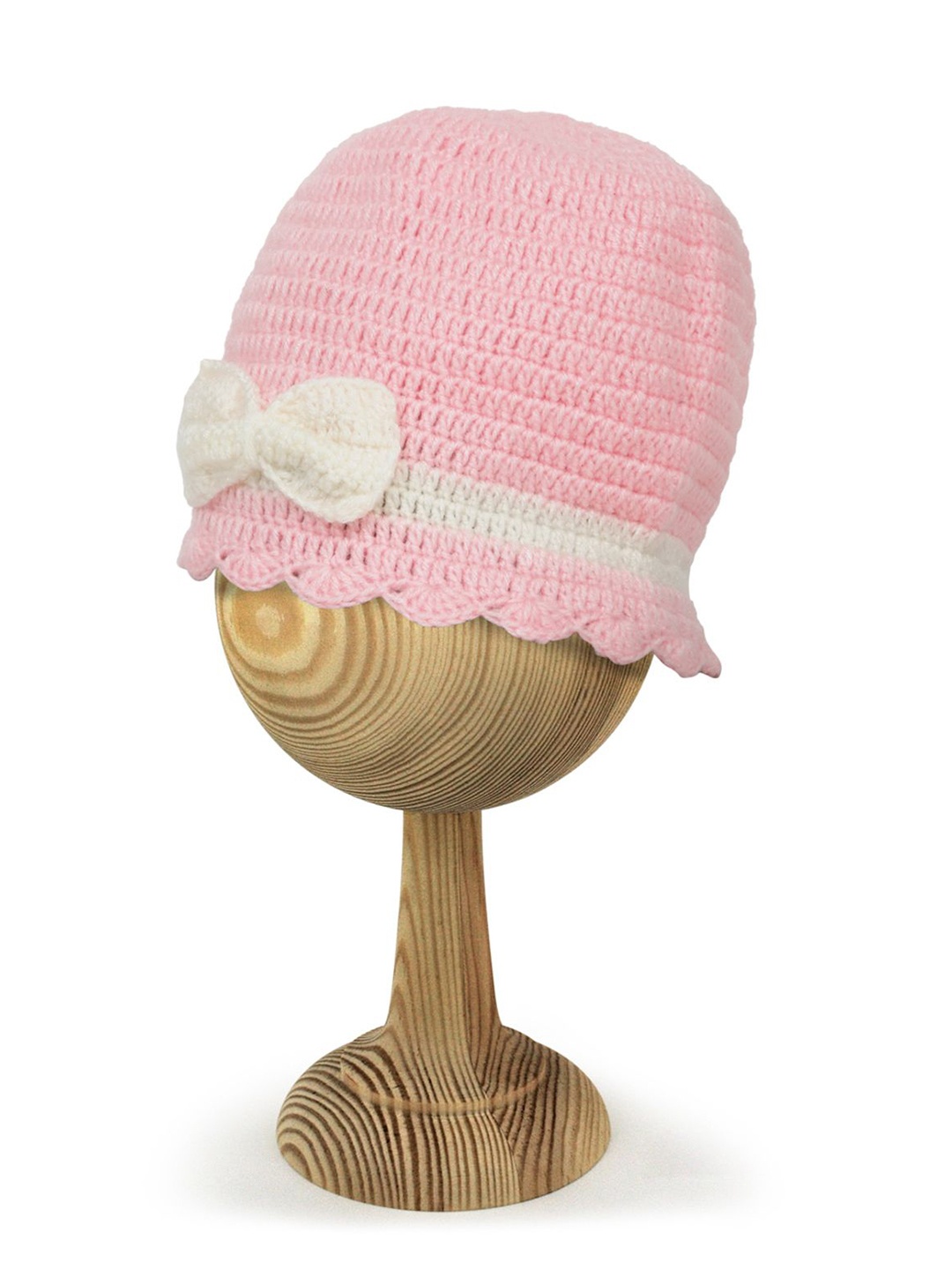 

LITTLE GINNIE Unisex Kids Self Design Woollen Beanie Cap, Pink
