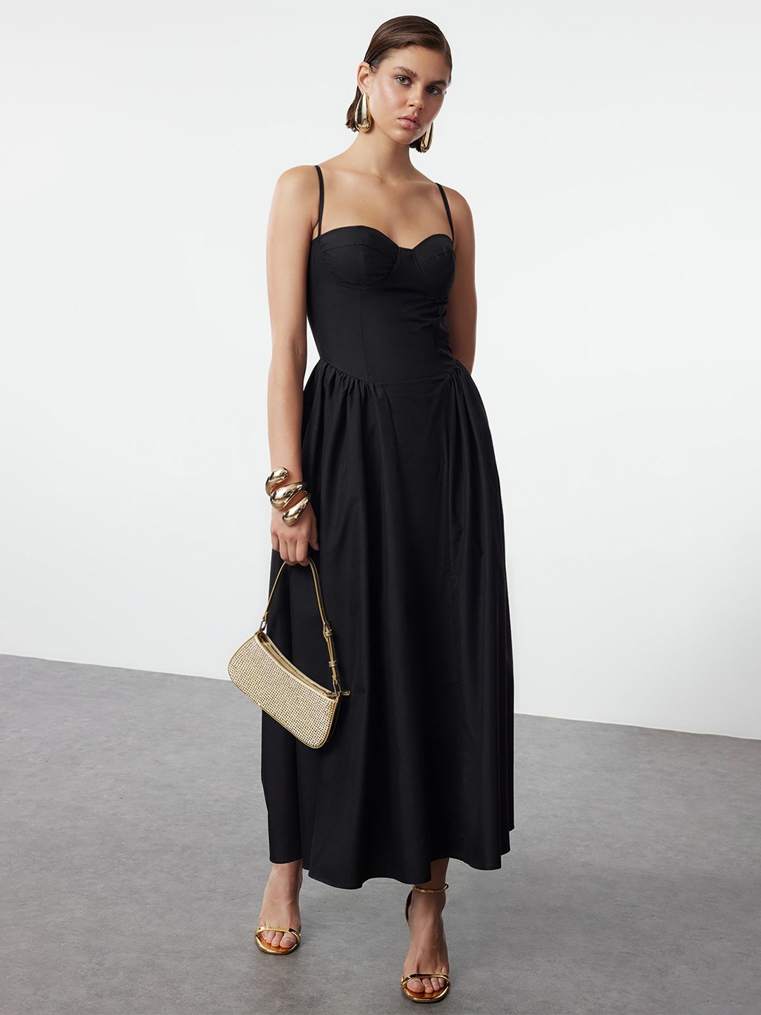

Trendyol Shoulder Straps Maxi Dress, Black