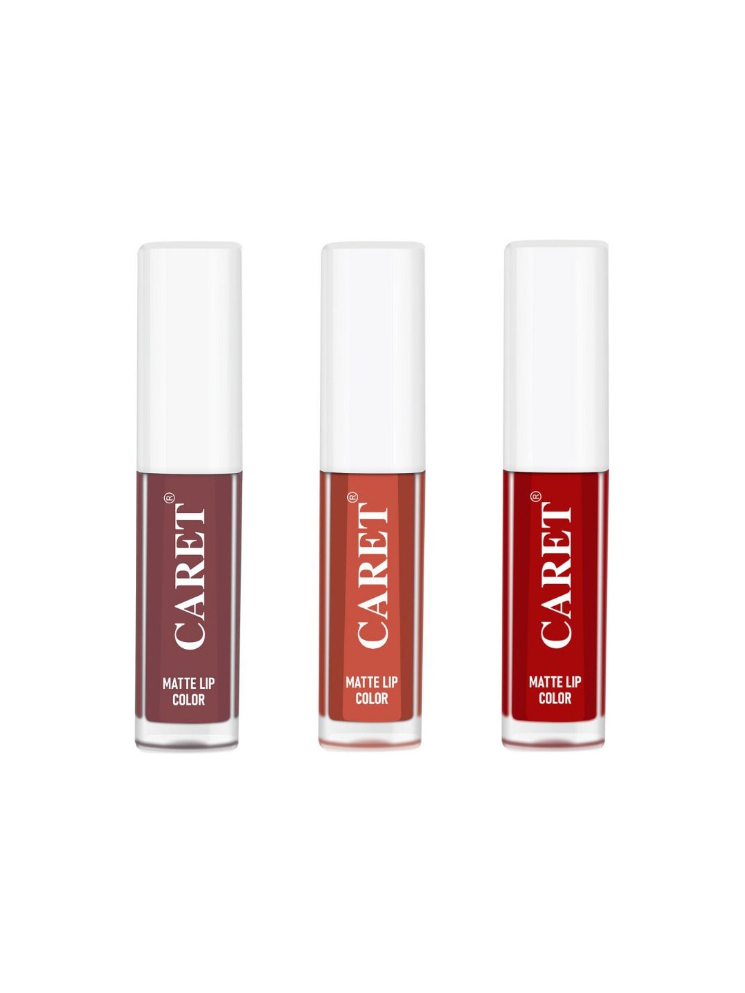 

CARET ORGANIC Set Of 3 Super-Pigmented Liquid Matte Lipsticks - 2 ml Each - 1- 6- 3, Red
