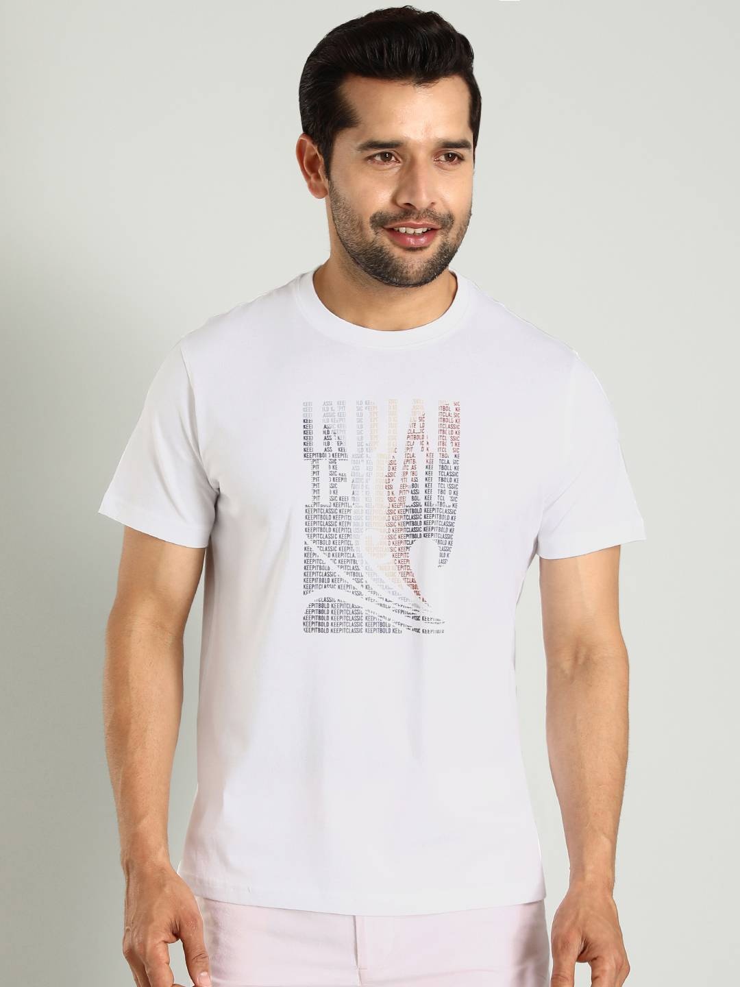 

Indian Terrain Men Printed Pockets T-shirt, White