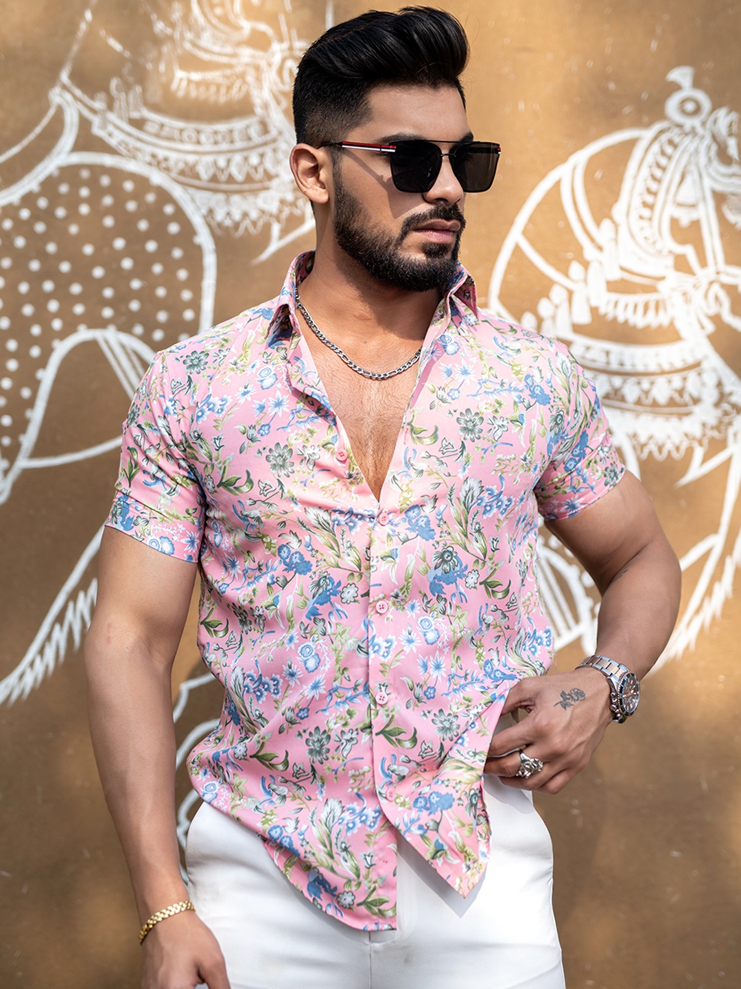 

Tistabene Men Comfort Floral Opaque Printed Casual Shirt, Pink