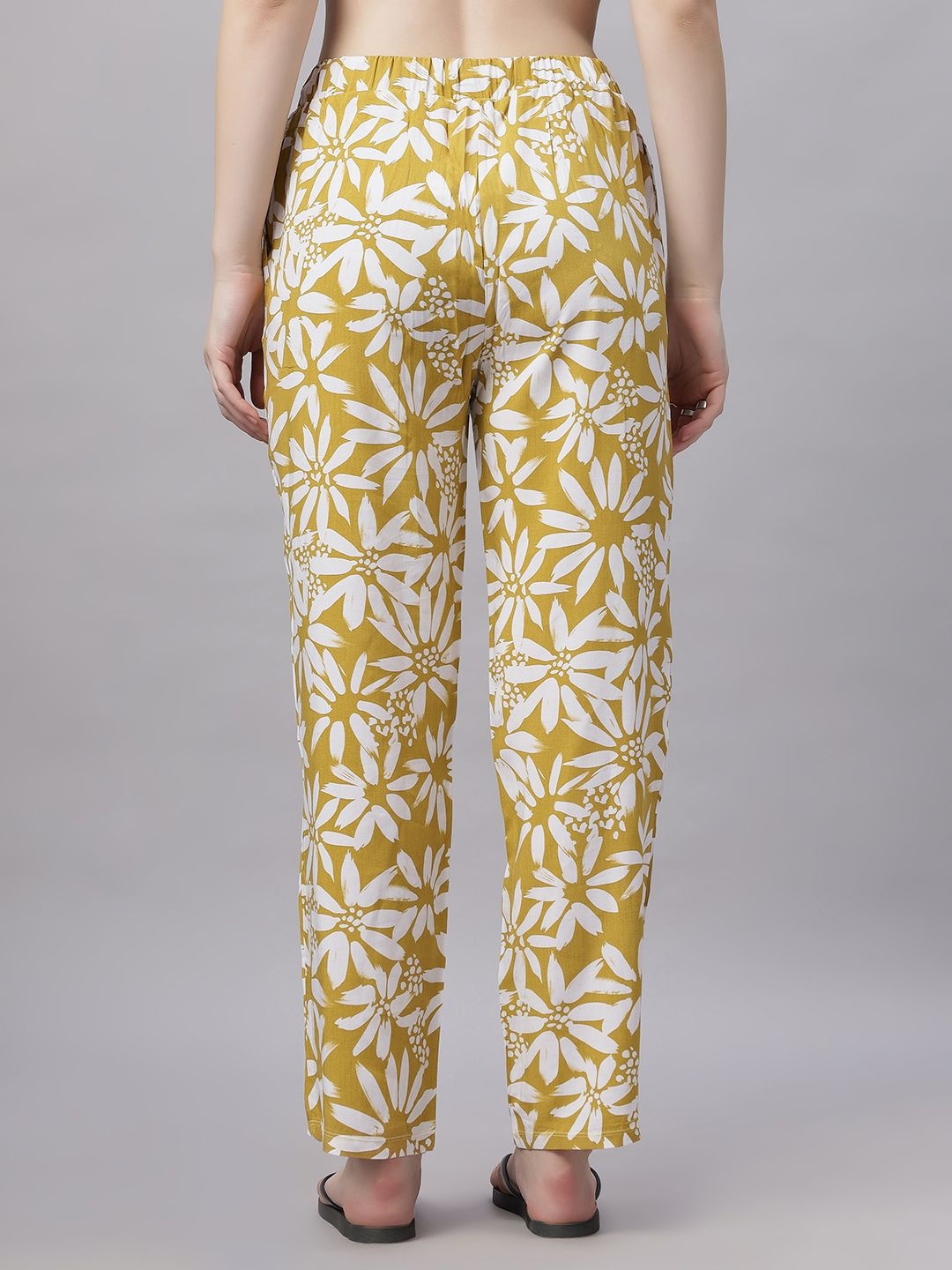 

Soie Women Supersoft Rayon Printed Pyjamas with Pockets, Mustard
