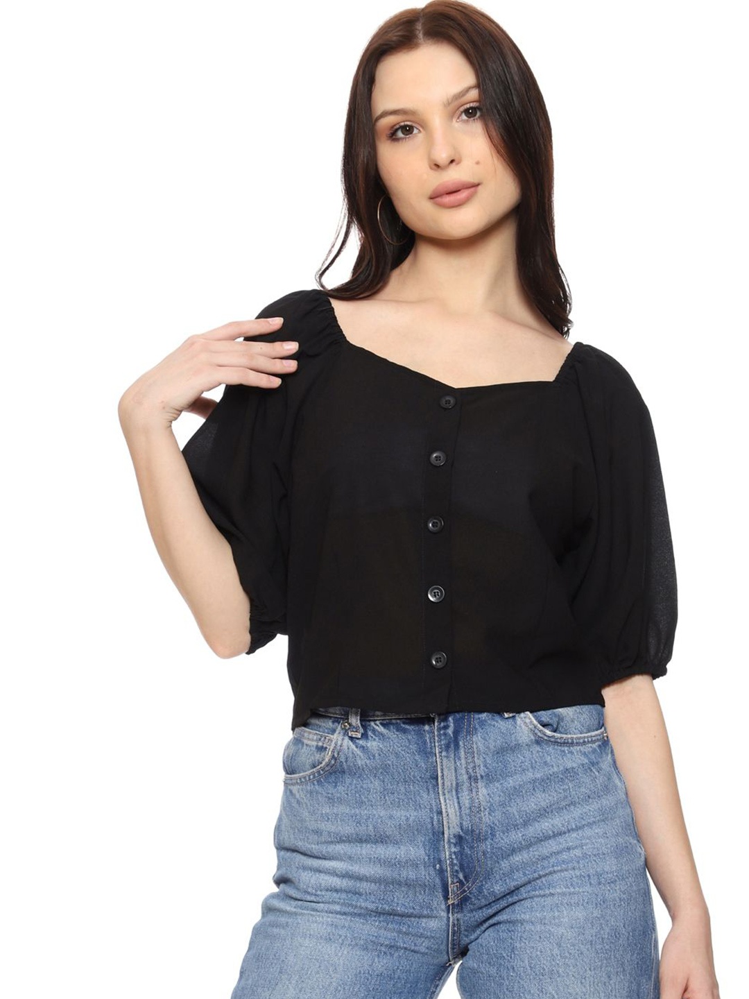 

SXV STYLE Georgette Top, Black