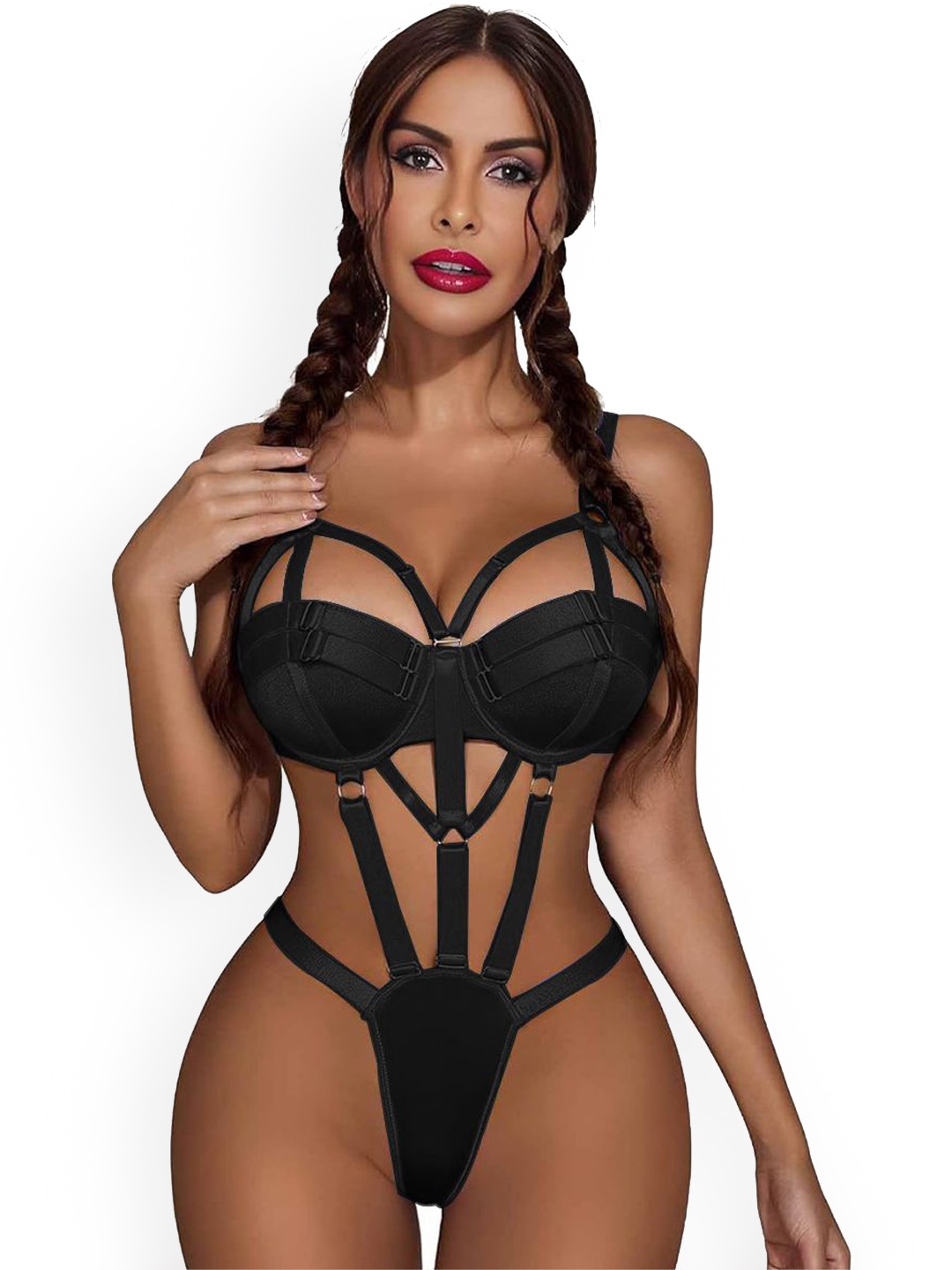 

Krelin Women Self Design Baby Doll, Black