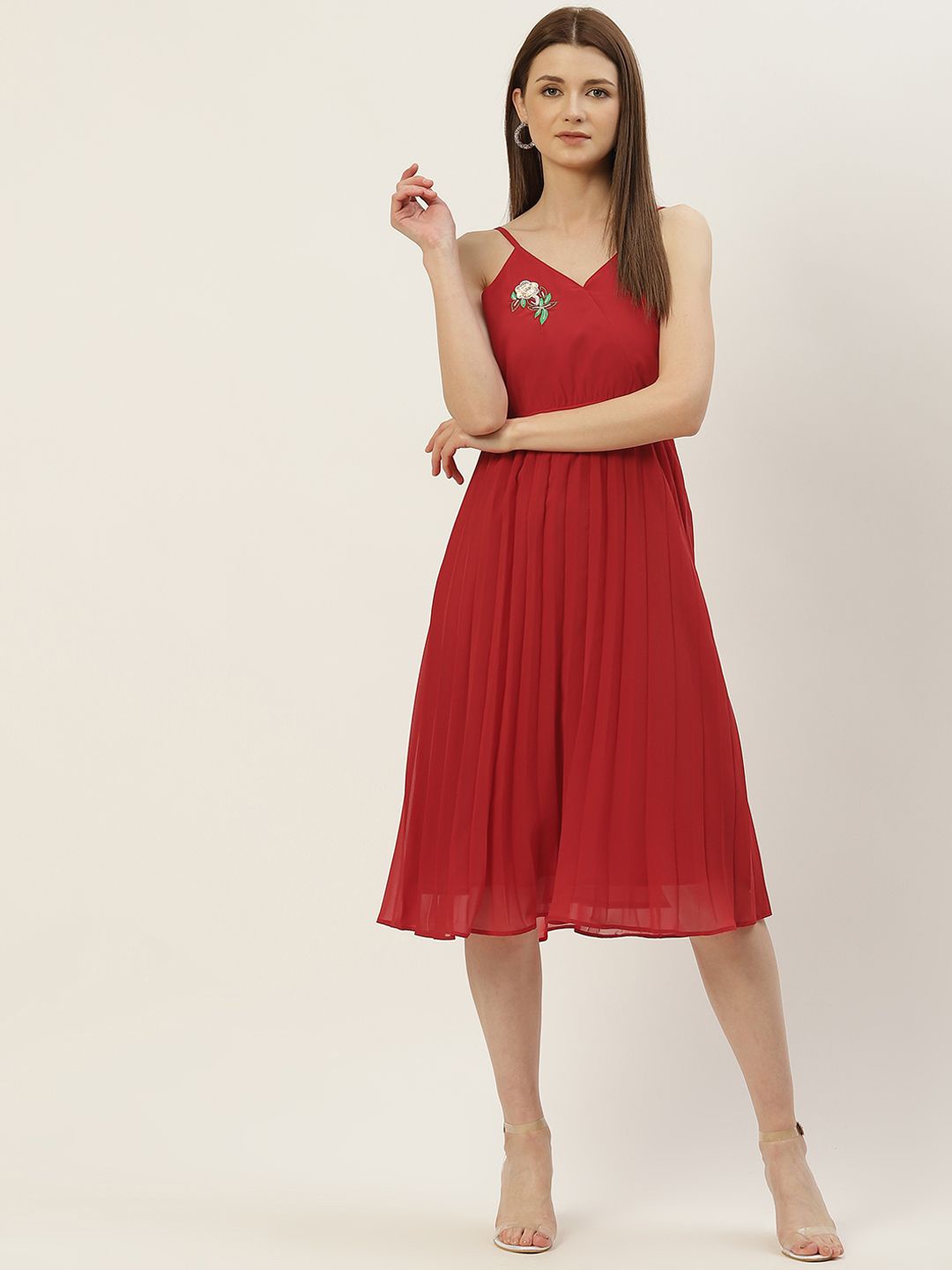 

Moda Rapido Georgette Fit & Flare Dress, Red