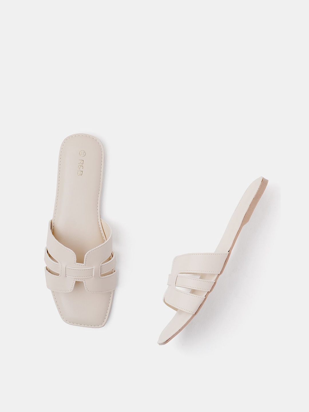 

R&B Women Open Toe Flats, White
