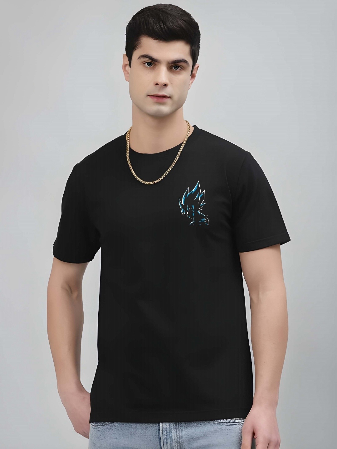 

Krimmple Men Dragon Ball Z Graphic Printed Round Neck Cotton T-shirt, Black