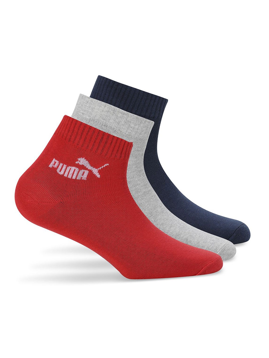 

Puma Pack Of 3 Quarter Ankle-Length Socks, Red
