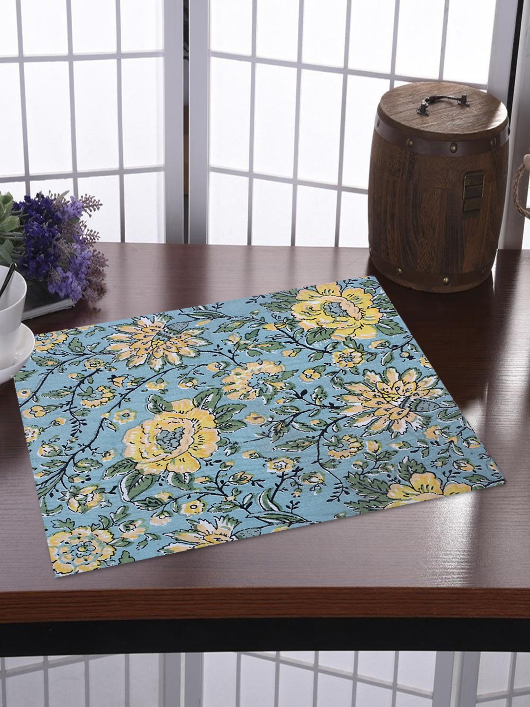 

Texstylers Yellow & Blue 6 Pieces Floral Printed Cotton Table Placemats