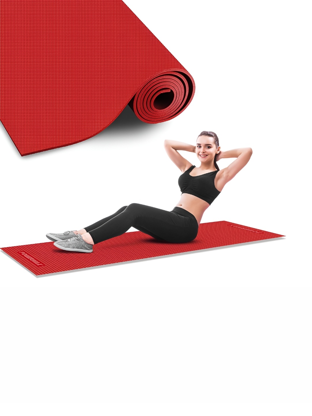 

PowerMax Fitness Red Rectangular Anti-Slip Yoga Mat