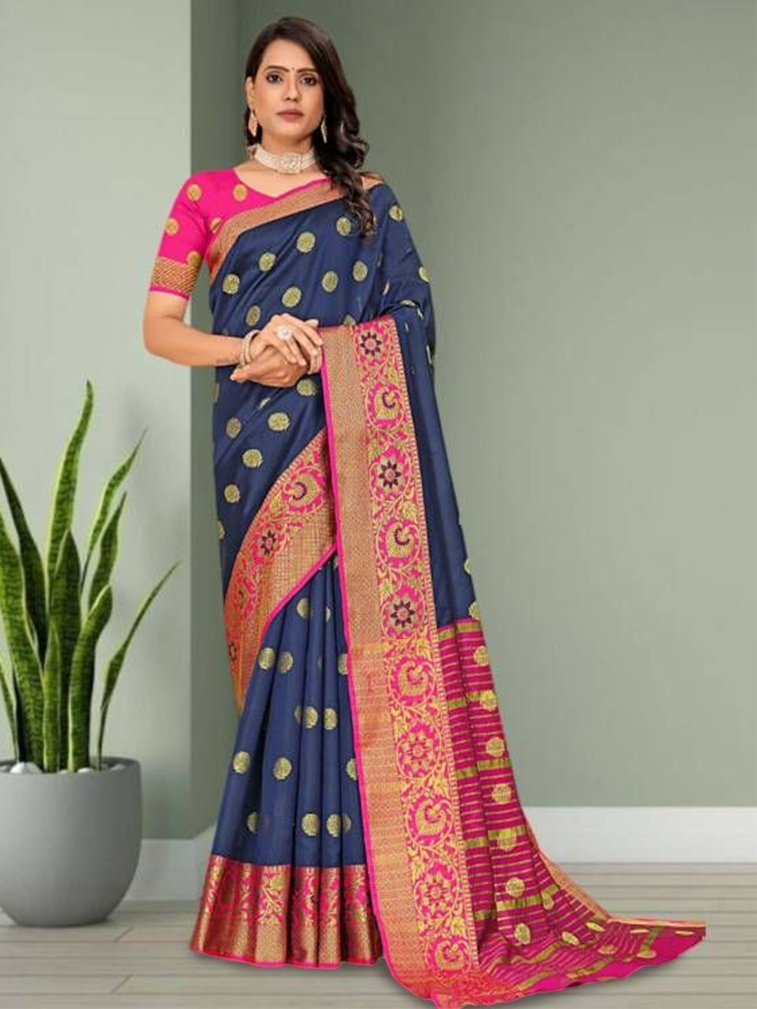 

MUSKAN CREATION Woven Design Banarasi Saree, Blue