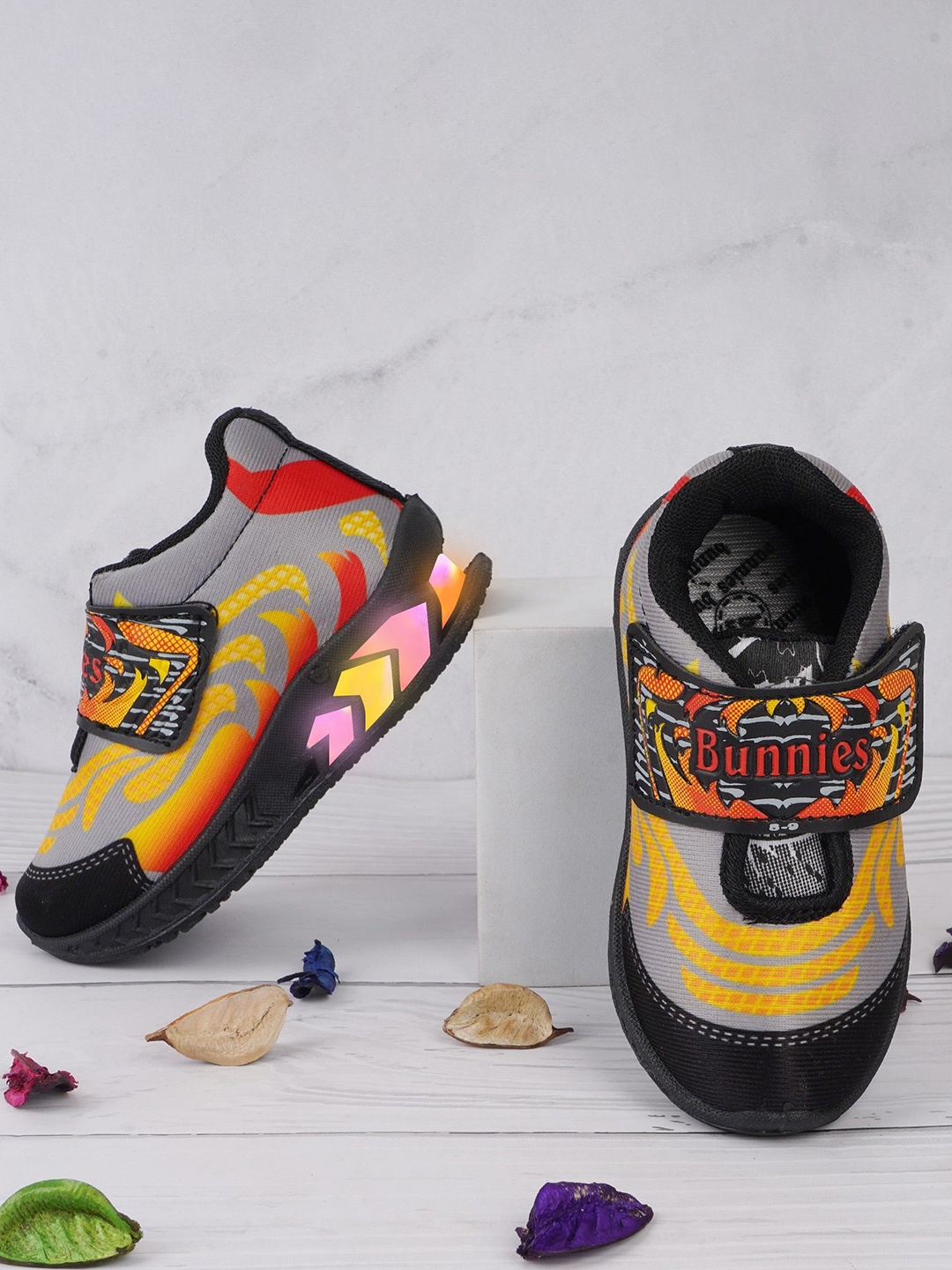 

BUNNIES Kids Printed LED Slip-On Sneakers, Grey