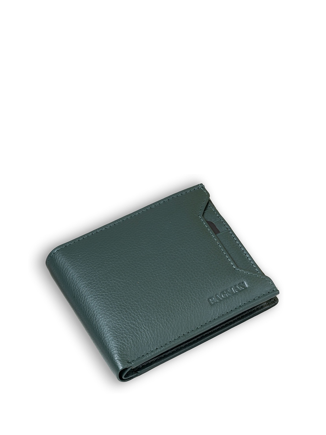 

BAGMAN Men Leather Two Fold Wallet, Green