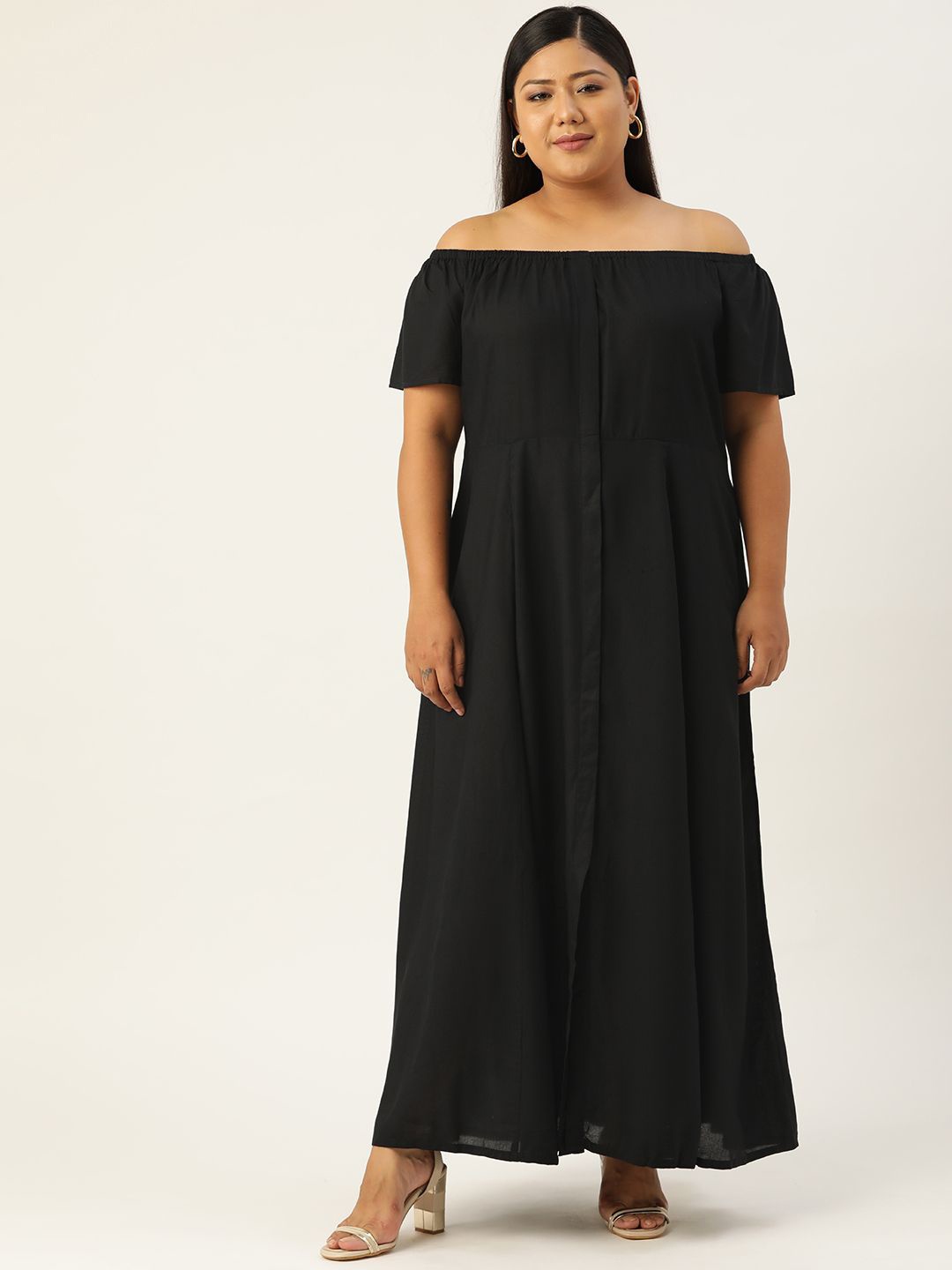 

theRebelinme Off-Shoulder A-Line Maxi Dress, Black