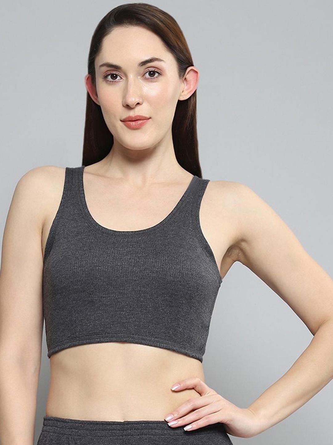 

Monte Carlo Women Round Neck Sleeveless Thermal Tops, Charcoal
