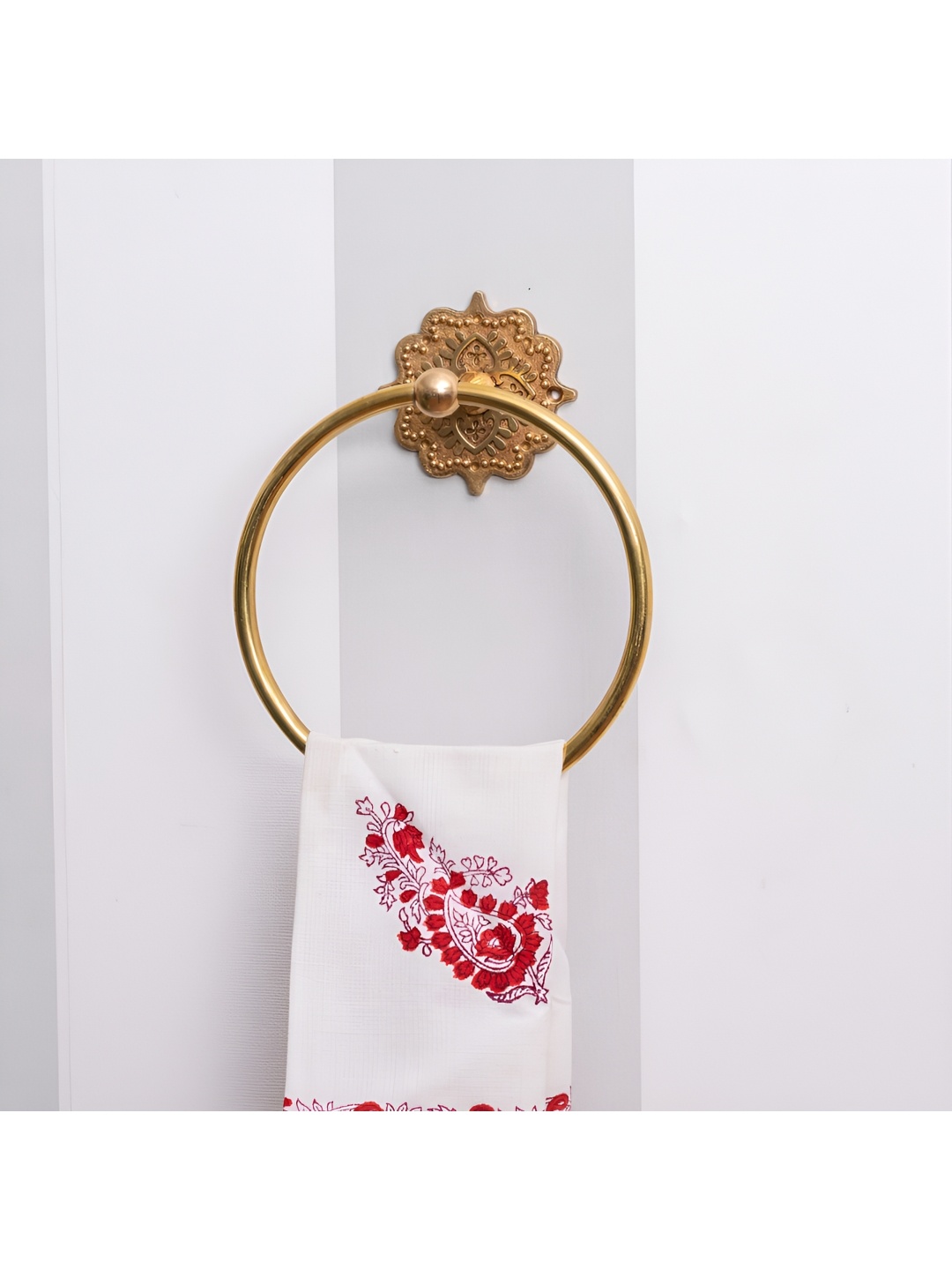 

Indianshelf Boho Gold-Toned Textured Brass Towel Holder