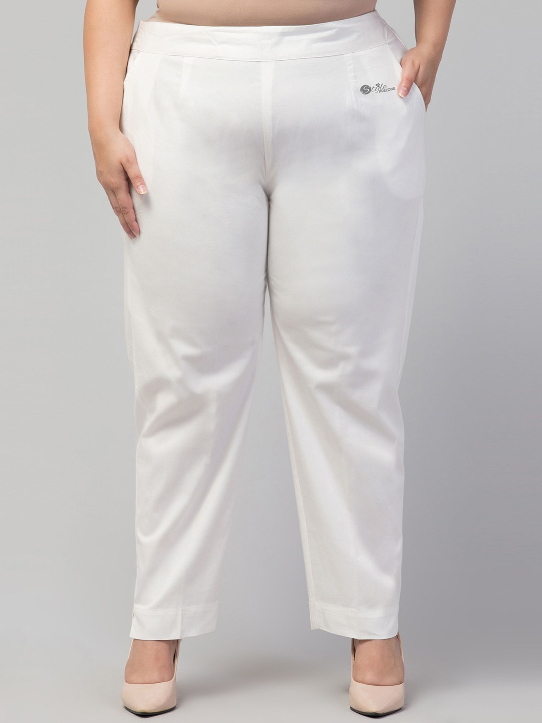 

STYLE PREZONE Women Relaxed Trousers, White