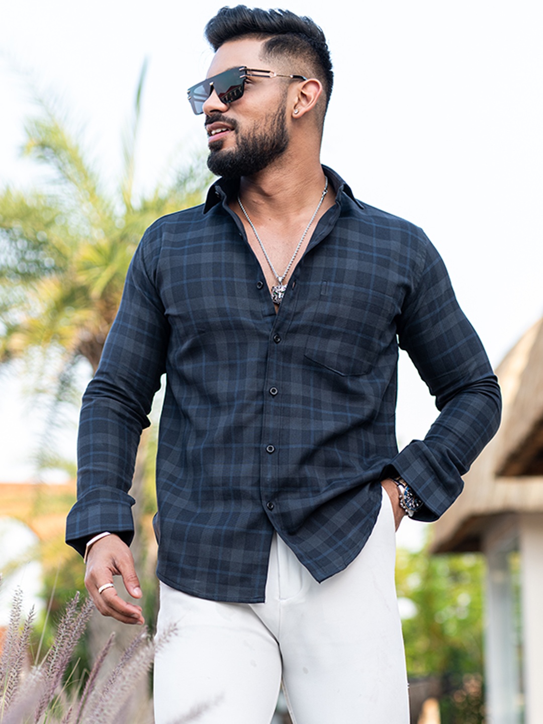 

Tistabene Men Comfort Opaque Checked Casual Shirt, Grey