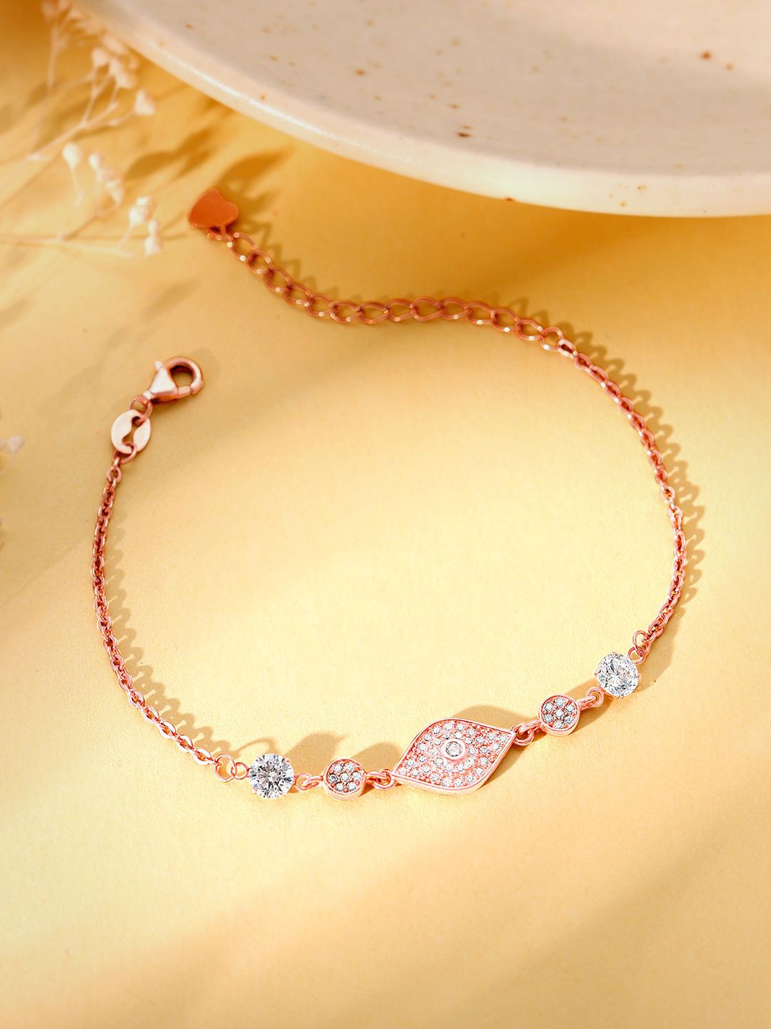 

GIVA Women Sterling Silver Rose Gold-Plated Link Bracelet