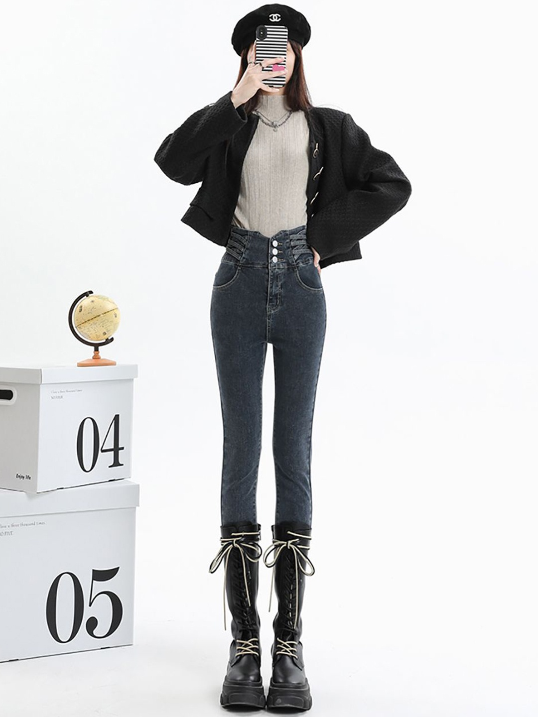 

StyleCast x Revolte Women Skinny Fit High-Rise Jeans, Blue